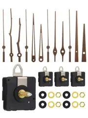 4 Pack Clock Mechanism and Walnut Wood Clock Hands, Long Shaft Quartz Clock M...