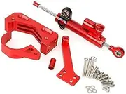 ZUXIM Steering Stabilizer Damper Kit Front Wheel Modification Bracket Electric Scooter Parts, for Zero, 10X Electric Scooters Damper Kit(Black Red Set5)