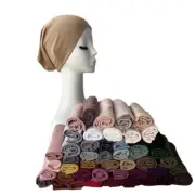 Women's Inner Hijab Muslim Cap Bonnet Plain color Islamic Underscarf Jersey Caps
