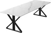 LYXWGRZD Business Meeting Table, Conference Table for 4 People, Training Table with Metal Frame, Seminar Table for Office Meeting Conference Room