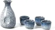 Wine Jug Ceramic Sake Saki Set Sake Cups Sake Bottle Saki Cups Retro Sake Pot with 4 Sake Cups Set Japanese Style Wine Cups Wine Glass