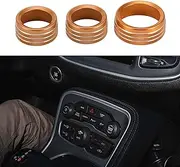 VekAuto Pack of 3 AC Air Conditioning Media Volume Tune Control Button Cover Ring Compatible with Dodg Challen-ger 2015-2019, Robust Aluminium Alloy Orange