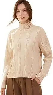 [ZHILI] Winter High Neck Knit Pattern 100% Cashmere Jumper Sweater for Womens