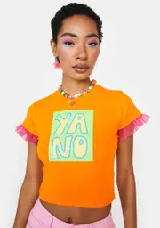 [Dolls Kill x Zig Zag] Sassy Ruffle Graphic Tee