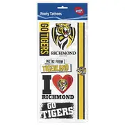 Richmond Tigers AFL Temporary TATTOO Sheet