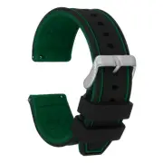 Silicone Watch Bands 24mm Soft Quick Release Watch Bands, Black Green
