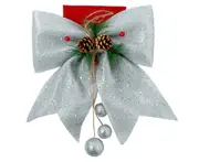 C182 4PCS Christmas Decoration Silver Bow Christmas Tree Decoration Christmas Tree Pine Cone Bow Pendant