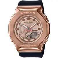 在飛比找momo購物網優惠-【CASIO 卡西歐】G-SHOCK 金屬時尚八角髮絲紋雙顯