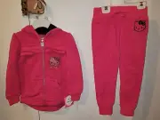 NWT Girl HelloKitty 2-Piece Pink SequinRuffleTrackSuitHoodie&Pant ActiveSet Sz 4