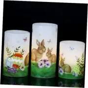 Easter Bunny Flameless Flickering Candles with 6 Hour A-3 Pack Easter Timer