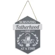Metal 24cm Fatherhood Sign Father's Day Hanging Wall Home/Office Plaque Decor