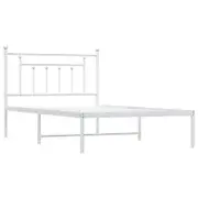 vidaXL Bed Frame Metal Bed Base with Headboard King Single Size Bed White