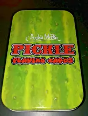 Vintage Archie McPhee Pickle Playing Cards in Tin Metal Case