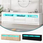 ALFORDSON TV Cabinet Entertainment Unit Stand LED RGB Gloss 180cm Storage Drawer