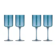 2x 2pc Tempa Verity Crystal Wine Glass Home Barware Drink Stemware Sapphire