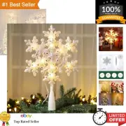 Gleaming 9-Inch Silver Snowflake Xmas Tree Topper with 10 Warm White Lights