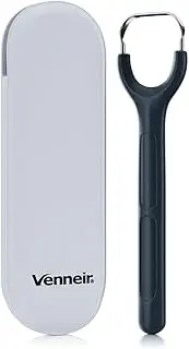 Venneir® Tongue Scraper with Travel Case, Oral Glide Pro–Bad Breath Treatment, Medical-Grade Stainless Steel– for Adults & Kids. 100% Rustproof, Sleek & Effective Design (Midnight Grey)