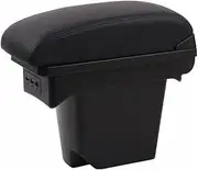 EXEGPLPVK for 2013 Fit for Citroen C4 Central Armrest Box One-Piece Assembly Double Layer Rechargeable with 2013 C4 Armrest Box USB(Black Black Lines)