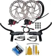 E-Bike Hydraulic Disc Brake Set, 2-pin Split-Type Power-Off Disc Brake, Double Piston, with Front and Rear 2300mm Hose/160mm Rotor/Tool ​​Right Holder, for Electric Bikes/Scooters(Black)
