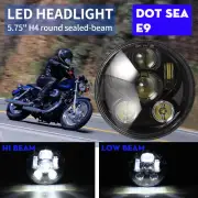 5.75" 5-3/4" inch LED Headlight Lamp Sealed Hi-Lo Beam Black 80W For Motorcycle