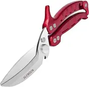 Kitchen Shears,Heavy Duty Spring Loaded Kitchen Scissors with Serrated Edge,Detachable as a cleaver,Multipurpose Stainless Steel Sharp Utility Food Scissors for Chicken,Poultry,Fish,Herbs,Burgundy