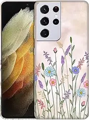[SuzaCase] Back Case for Samsung Galaxy S21 Ultra 5G - Stylish Floral Watercolored Design Printed Cute, Sleek Durable Hardshell Protective Designer Phone Case/Cover for Samsung S21 Ultra 5G