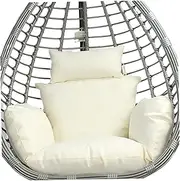 Swing Chair Cushion Cotton Stuffed Waterproof Polyester Egg Chair Cushion with Zipper Comfortable & Relaxing for Home, Garden, Yard, Patio, White 1 Set.-