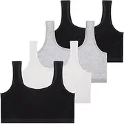[Lancry] 4PCS Girls Bra,Soft Cotton Crop Tops for Girls Age 7-12,Unpadded Wireless Girls Sports Bra Training Bras for Girls Kids Teens