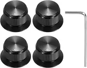 uxcell 4Pcs Aluminium Potentiometer Knobs 1/4" Volume Tone Control Top Hat Knobs for Guitar Instruments Audio Mixer Amplifier with Polished Edge and Indicator Black