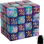 48 PCS Token Counters Magic The Gathering Glitter Sparkle Dice Marble Cube D6 for Loyalty CCG MTG Creature Stats Card Gaming Accessories (Turquoise&Lilac, Navy&Fuchsia)
