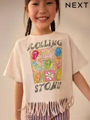 Neutral 100% Cotton Sequin Rolling Stones Fringe T-Shirt (3-16yrs) (AG5841) | $33 - $44