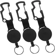 Tofficu 3Pcs Retractable Keychains Theft Carabiner Badge Holder Multi Functional Key Holder for Outdoor Activities Wire Lanyard Keychains for Keys and Id Badges