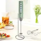Milk Frother with Stand Rechargeable-Handheld Coffee Frother with 3 Stainless...