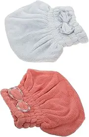 DEARMAMY 2Pcs Dry Hair Hats Fleece Hair Drying Towels for Women Quick Drying Bath Caps Super Absorbent Hair Wraps Comfortable Skin Friendly for All Hair