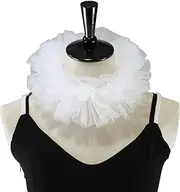 [Nawwgy] Women Tulle Ruffled Fake Collar Layered Mesh Cosplay Costume Clown Choker mesh