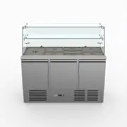 FED-X Three Door Salad Prep Fridge With Glass Top - Salad Bar Fridges (XS903GC) - XS903GC