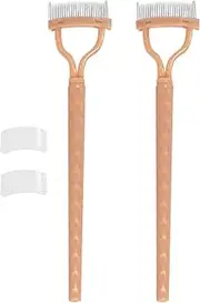 Eye Lash Comb, 2 Pack Metal Teeth Brow Forming Brush With Cover, Eyebrow Brush, Grooming Tool, Brow Makeup Applicator, Combing Definer For Beauty Lovers