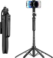 70" Phone Tripod & Selfie Stick Tripod, Extendable Cell Mobile Phone Stand with Rechargeable Wireless Remote and Phone Holder, Compatible with iPhone/iPhone Pro/Android Phone/Camera/Gopro