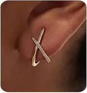 [MUMREUES] Gold Earrings for Women Trendy,14K Gold Stud Earrings Dainty Earrings Simple Minimalist Cubic Zirconia Diamond Gold Earrings Hypoallergenic Earring for Women Gifts