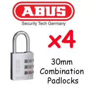 ABUS Combination Padlocks - Resettable 30mm x4 BULK LOT High quality - SILVER