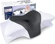 SAHEYER Cervical Neck Pillow, 2 in 1 Ergonomic Neck Support Pillow, Side Sleeper Pillow for Neck and Shoulder Pain Relief, Slow Rebound Memory Foam Pillow for Side Back Stomach Sleepers (Grey)