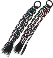WEKADRIN 1 Pair Colorful Hair Braids Extensions for Durable Synthetic Braided Ponytail Accessories for Parties Halloween and Dress Up Dreadlocks