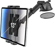 WoleyI Car Dashboard Tablet Mount - Strongest Suction Cup, Compatible with 4-13" Tablets & Smartphones, Universal 2 IN 1 Broad Compatibility, Adjustable Arm & Perspective, Dashboard & Windshield Mount