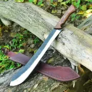 Custom Handmade Carbon Steel Bowie Machete Knife Camping With RoseWood Handle