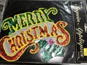 VINTAGE SEQUIN MERRY CHRISTMAS APPLIQUÉ SEW ON CRAFT PATCH~
