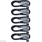 5pk 6ft foot Right angle male to straight female XLR microphone audio patch cord