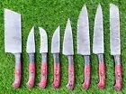 Hunting Expert Damascus Chef Knife Set Santoku Slicing Kitchen Cook Knives 8PCS