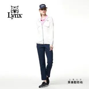 【Lynx Golf】女款彈性舒適涼爽透氣交叉壓條袋蓋連帽長袖外套-牙白色