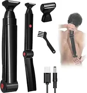Back Shaver, SBERAY Back Shavers for Men with Adjustable Long Handle and Safety Blade, Rechargeable Body Grooming kit Hair Trimmer Mens Electric Back Shaver with 2 Shock Absorber Flex Heads (Back)