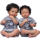 20" Sleeping&Awake Reborn Baby Doll Twins Dark Brown Skin Newborn Boy Loulou Toy